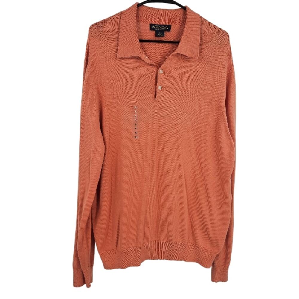 Brooks Brothers Sweater Orange Silk Blend Pullover Collared Button Front NWOT L